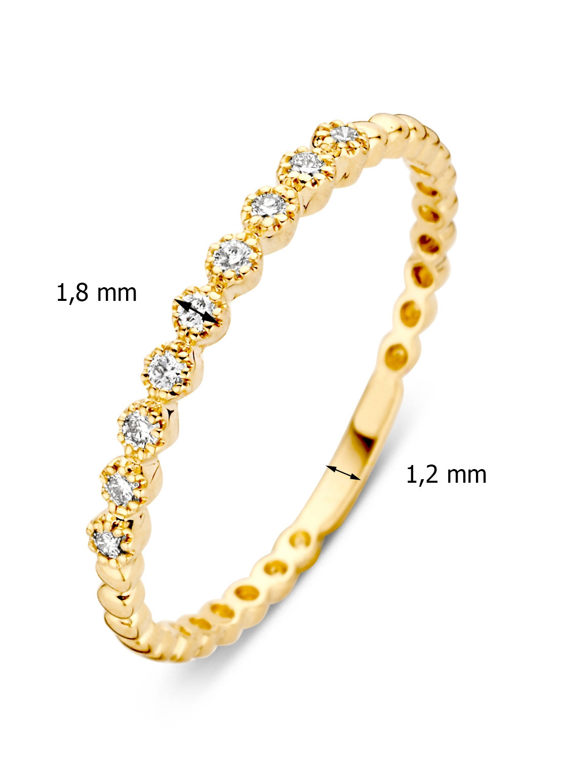 Yellow gold ring, 0.09 ct diamond, joy