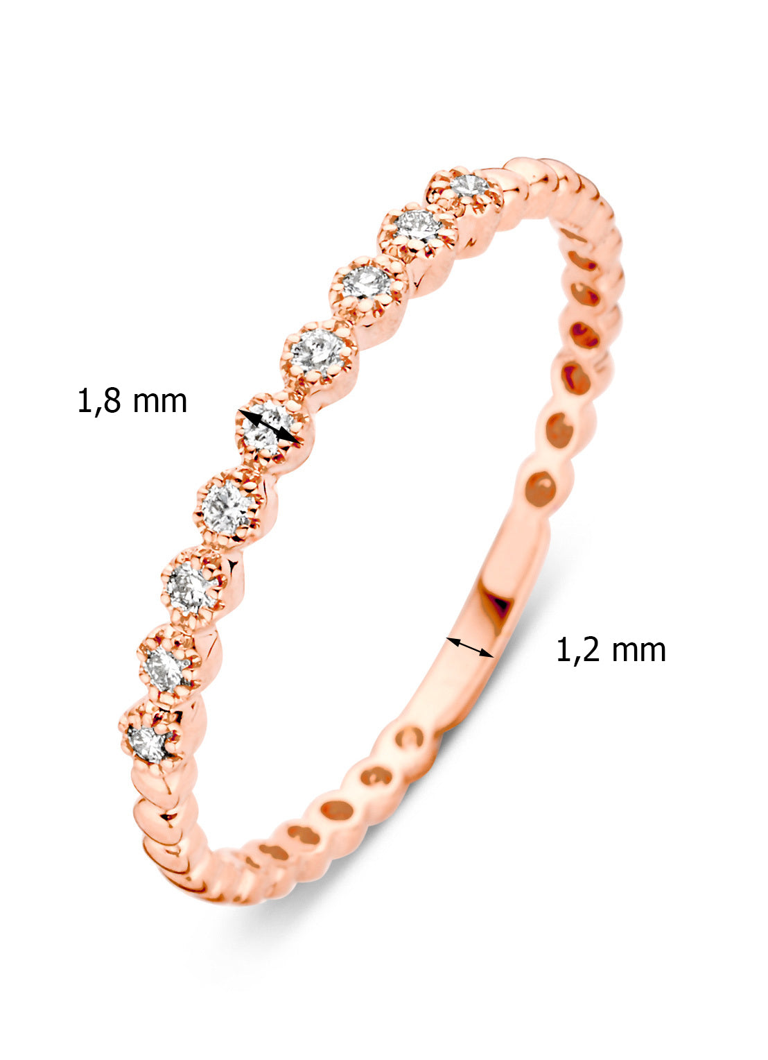 Roségouden ring, 0.09 ct diamant, Joy