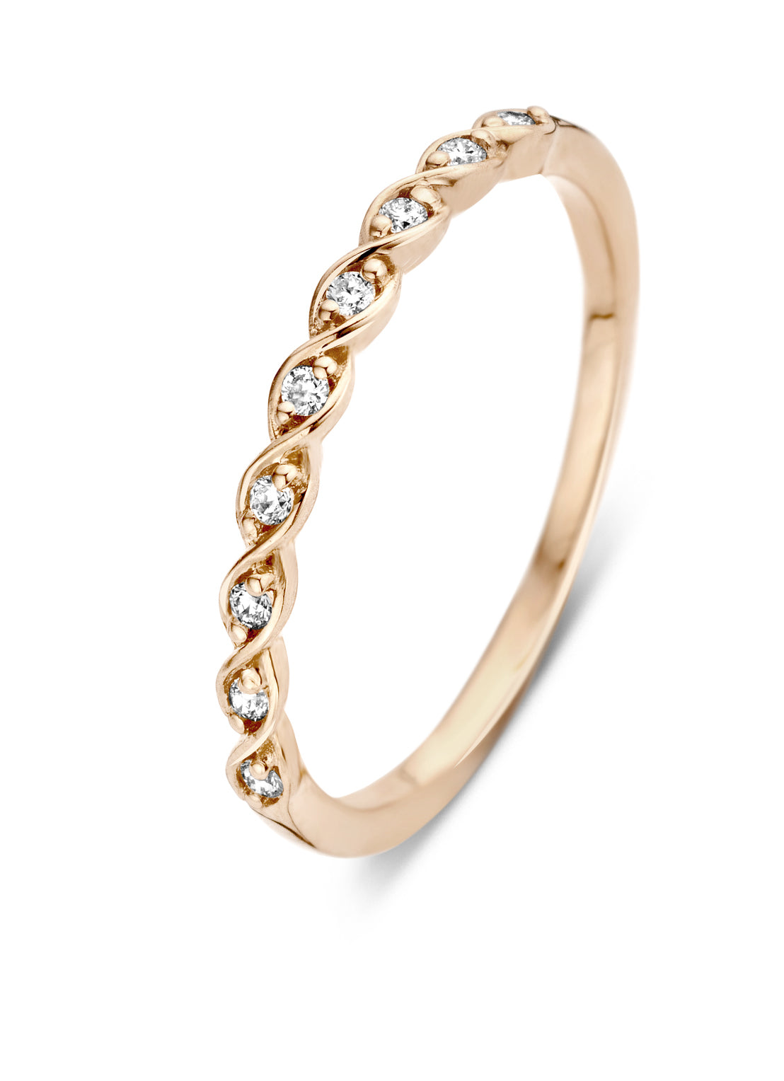 Roségouden ring, 0.08 ct diamant, Ensemble