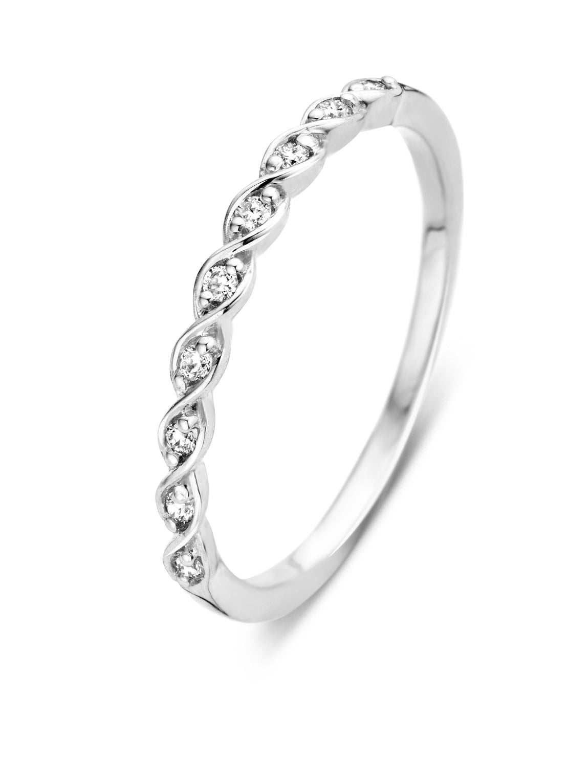 Witgouden ring, 0.08 ct diamant, Ensemble
