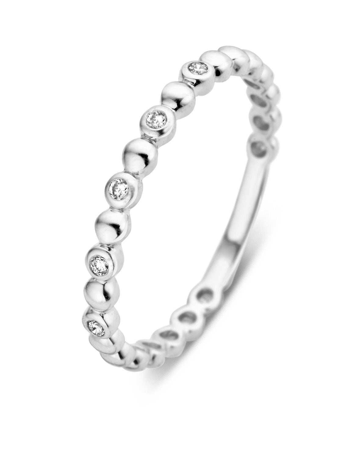 Witgouden ring, 0.05 ct diamant, Ensemble