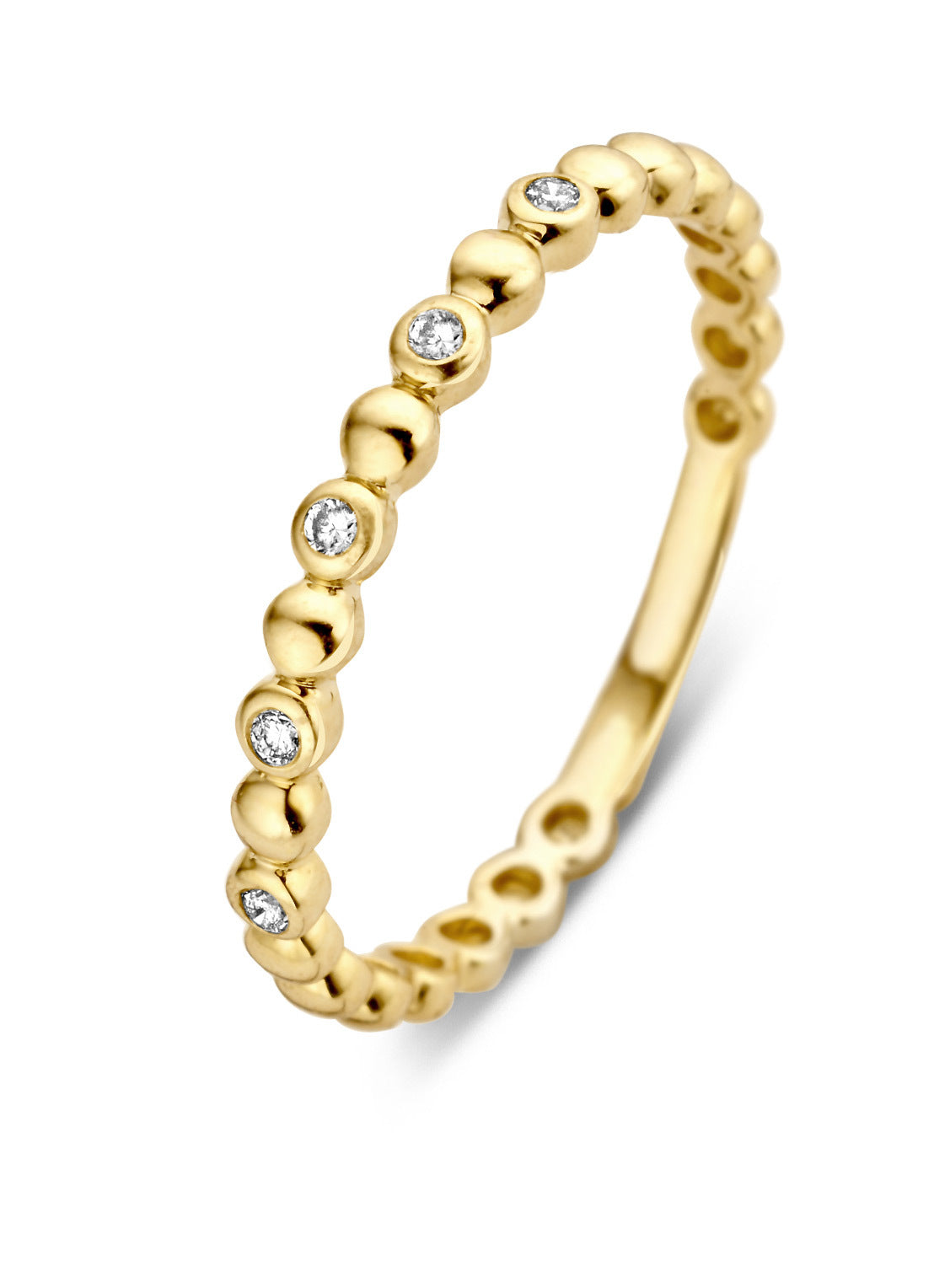 Yellow gold ring, 0.05 ct diamond, ensemble