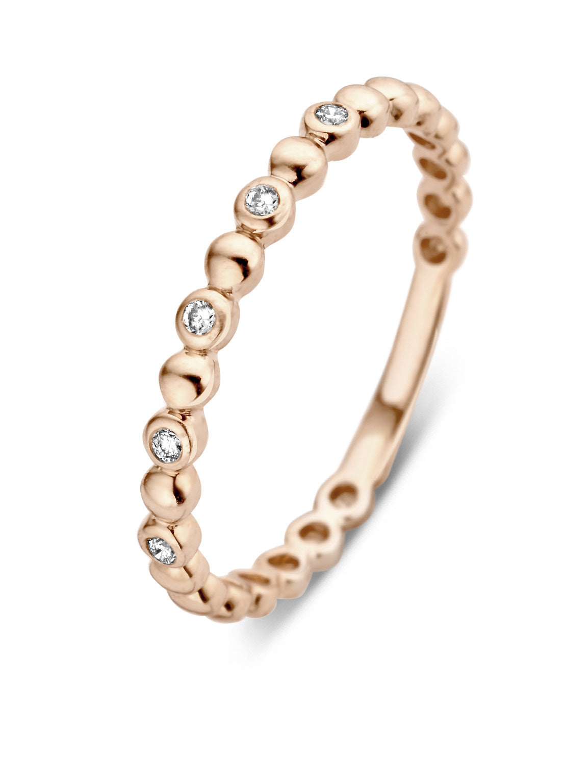 Roségouden ring, 0.05 ct diamant, Ensemble