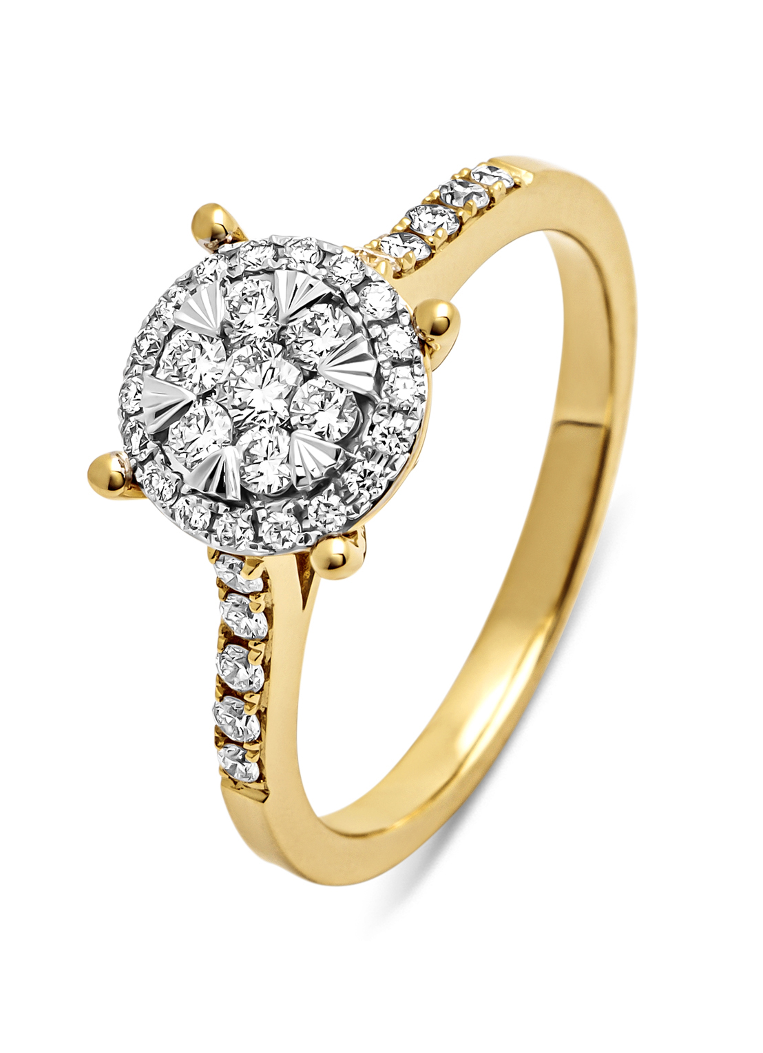 Golden ring 14 carat, 0.47 ct diamond, Enchanted