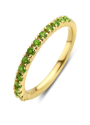 Yellow gold ring, 0.32 ct smaragd, ensemble