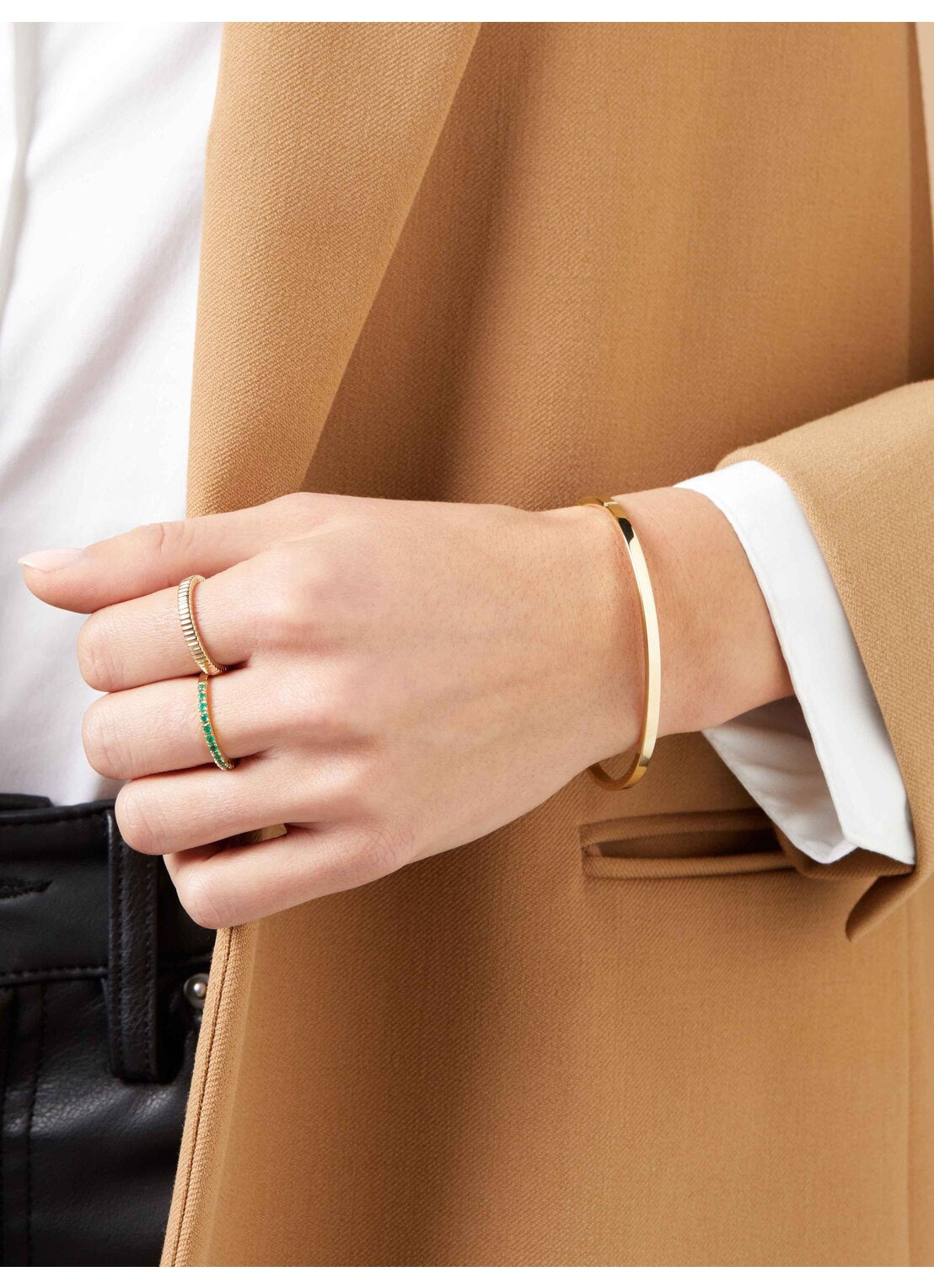 Geelgouden ring, 0.32 ct smaragd, Ensemble