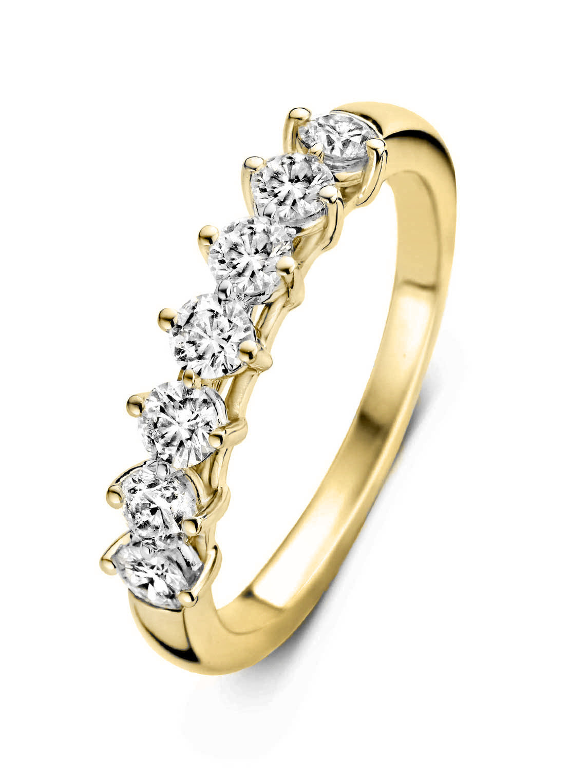 Geelgouden ring, 0.70 ct diamant, Hearts & Arrows