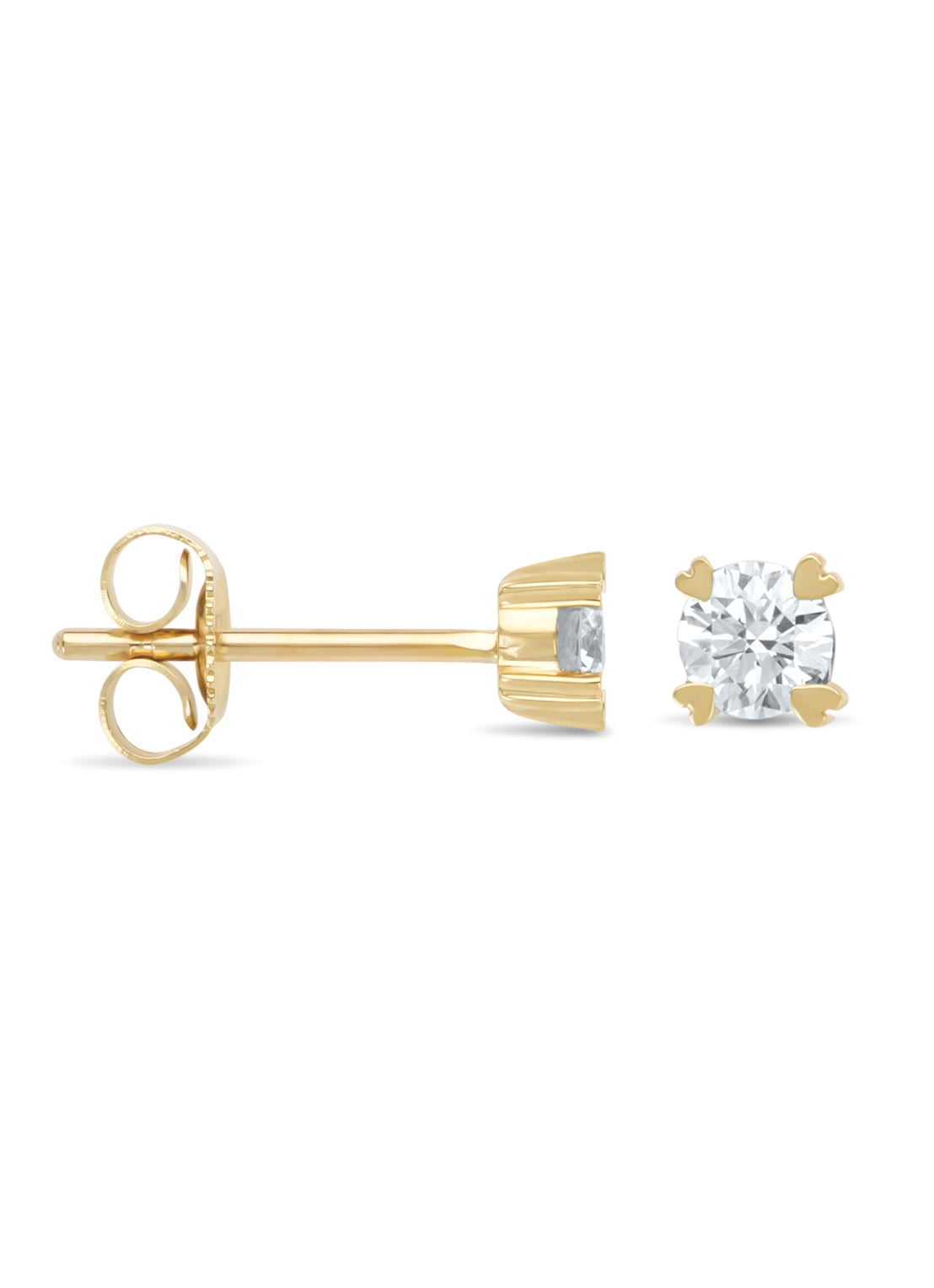 Geelgouden oorsieraden, 0.36 ct diamant, Hearts & Arrows