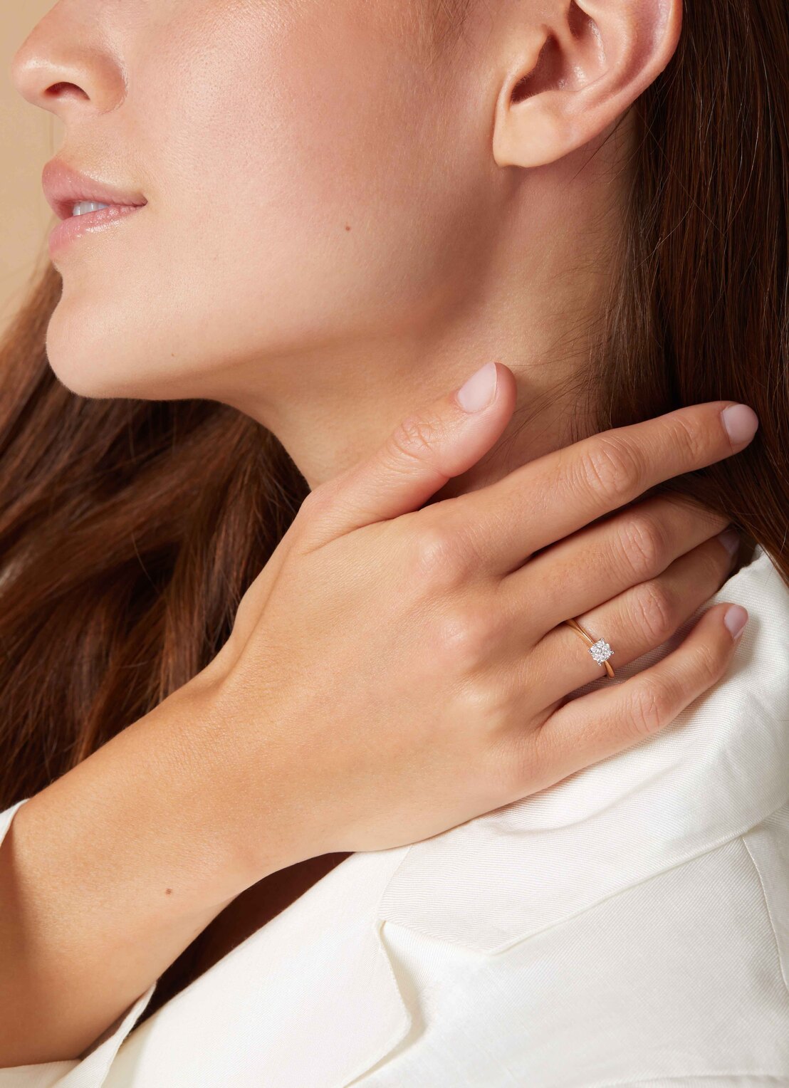 Golden ring 14 carat, 0.17 ct diamond, Enchanted