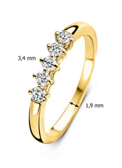 Yellow gold ring, 0.25 CT Diamant, Hearts & Arrows