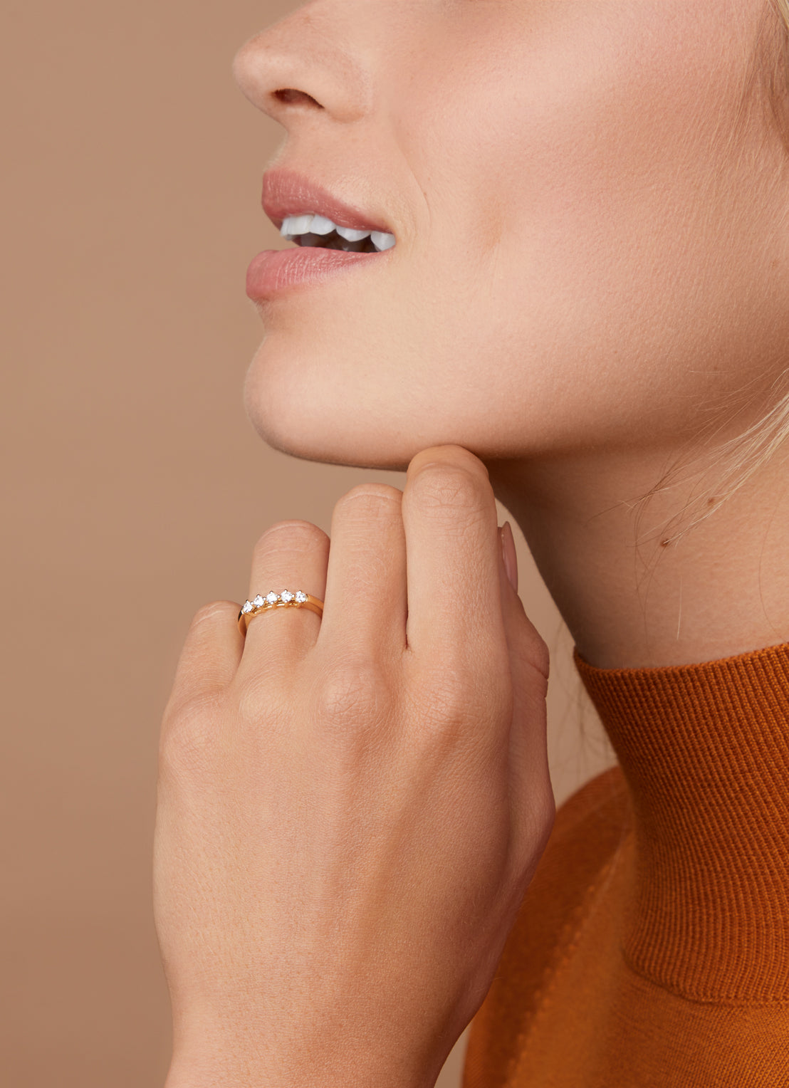 Geelgouden ring, 0.25 ct diamant, Hearts & Arrows