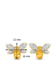 Yellow gold ear jewelry, 1.55 ct citrien, queen bee