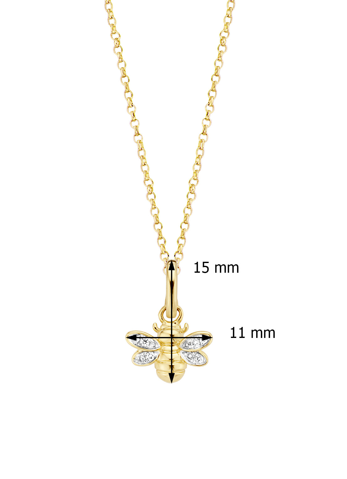 Geelgouden hanger, 0.04 ct diamant, Queen Bee