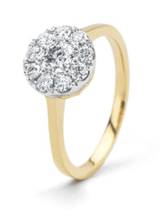 Gouden ring, 0.65 ct diamant, Hearts & Arrows