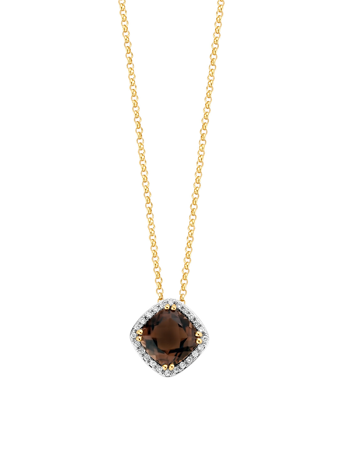 Geelgouden collier, 1.36 ct rookkwarts, Fiësta