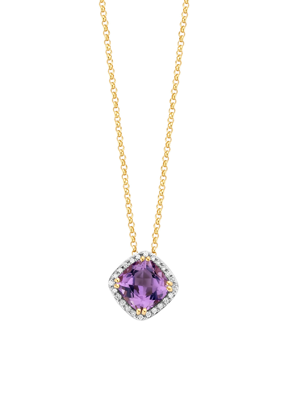 Yellow gold pendant with necklace, 1.54 ct Purple Amethist, Fiësta