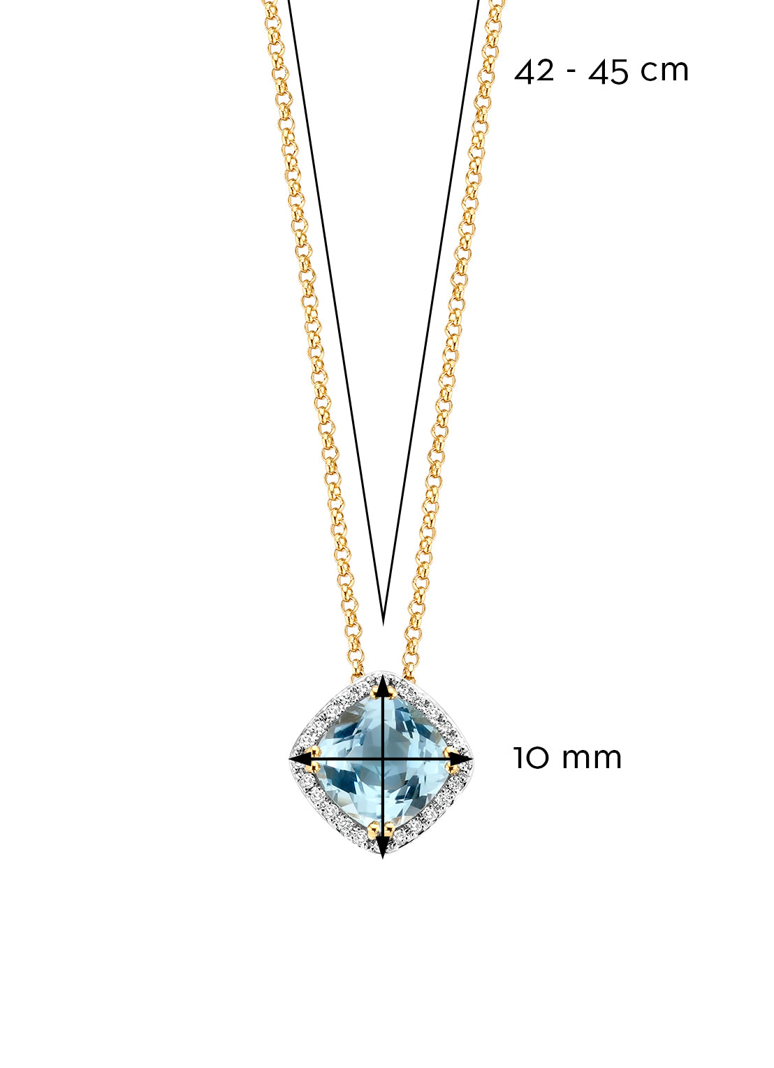 Yellow gold necklace, 1.74 ct topaz, Fiesta