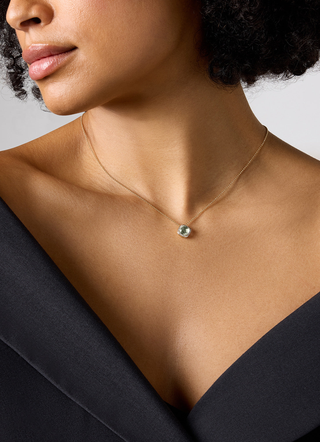 Geelgouden collier, 1.61 ct groene amethist, Fiësta