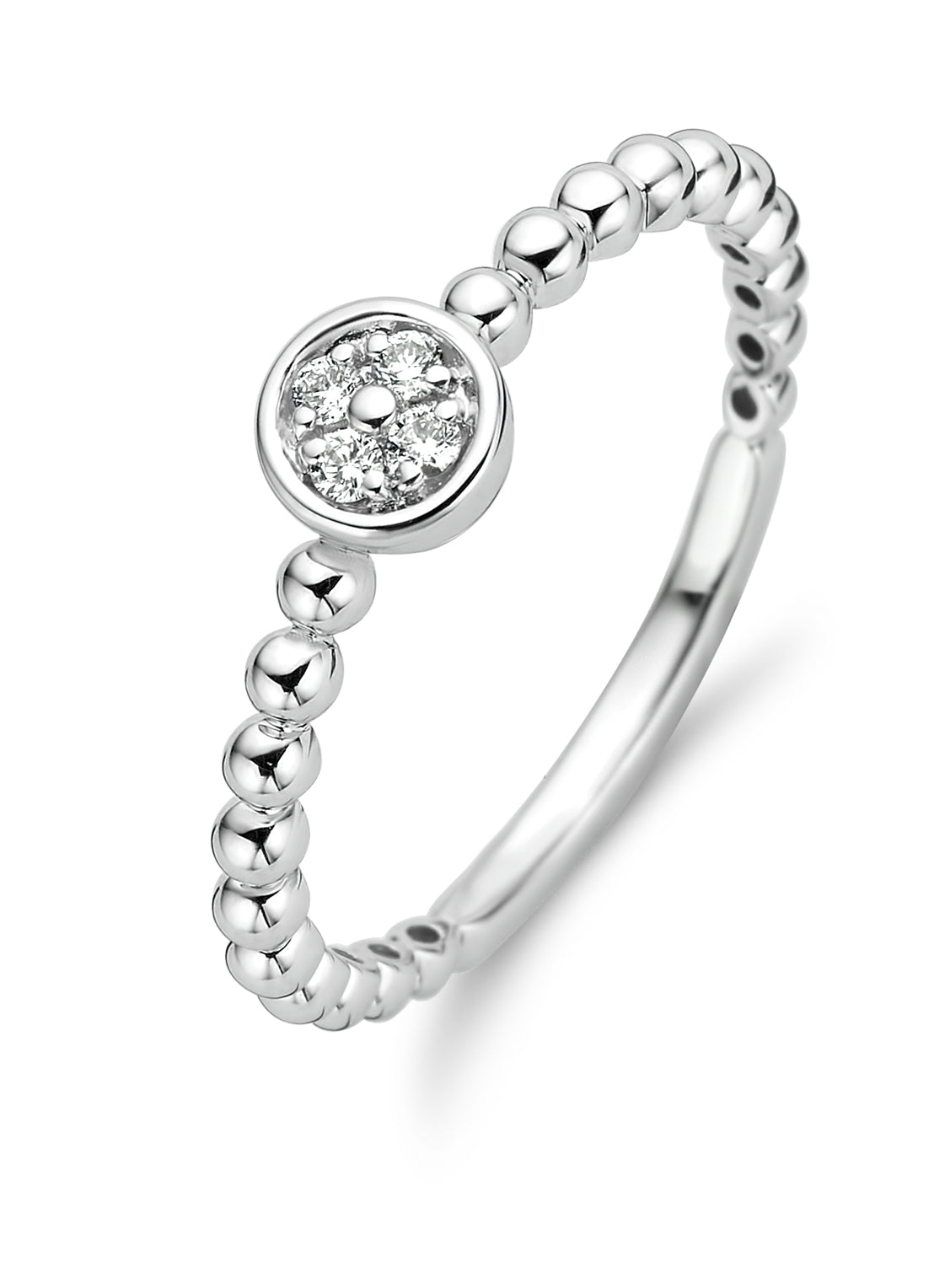 Witgouden ring, 0.06 ct diamant, Ensemble