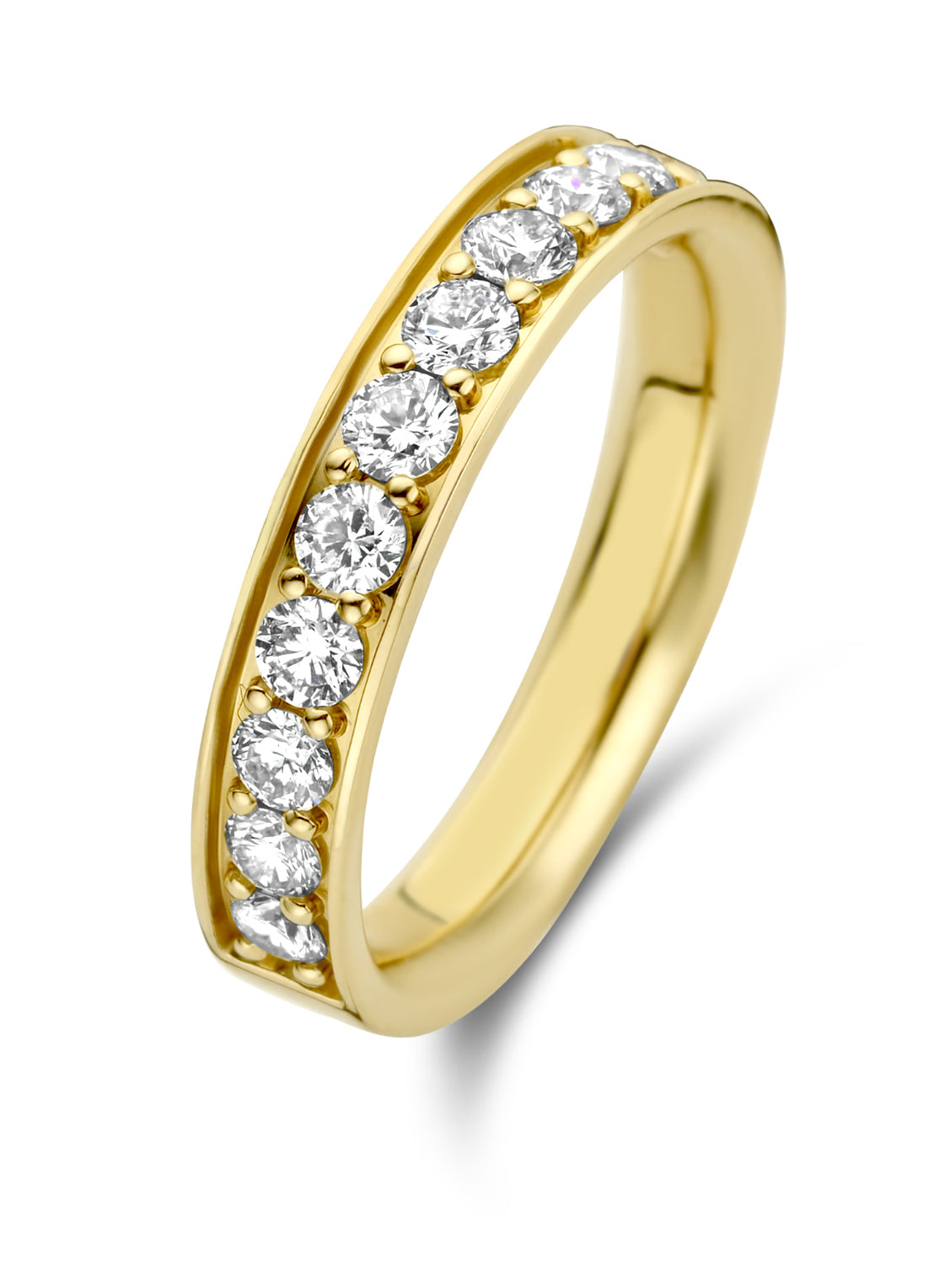 Yellow gold ring, 0.77 ct diamond, wedding