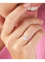 Witgouden ring, 0.30 ct diamant, Hearts & Arrows