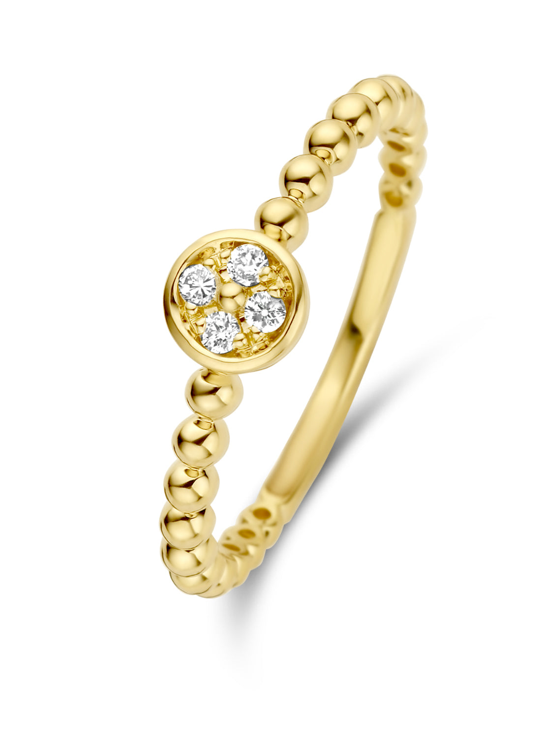 Yellow gold ring, 0.06 ct diamond, ensemble