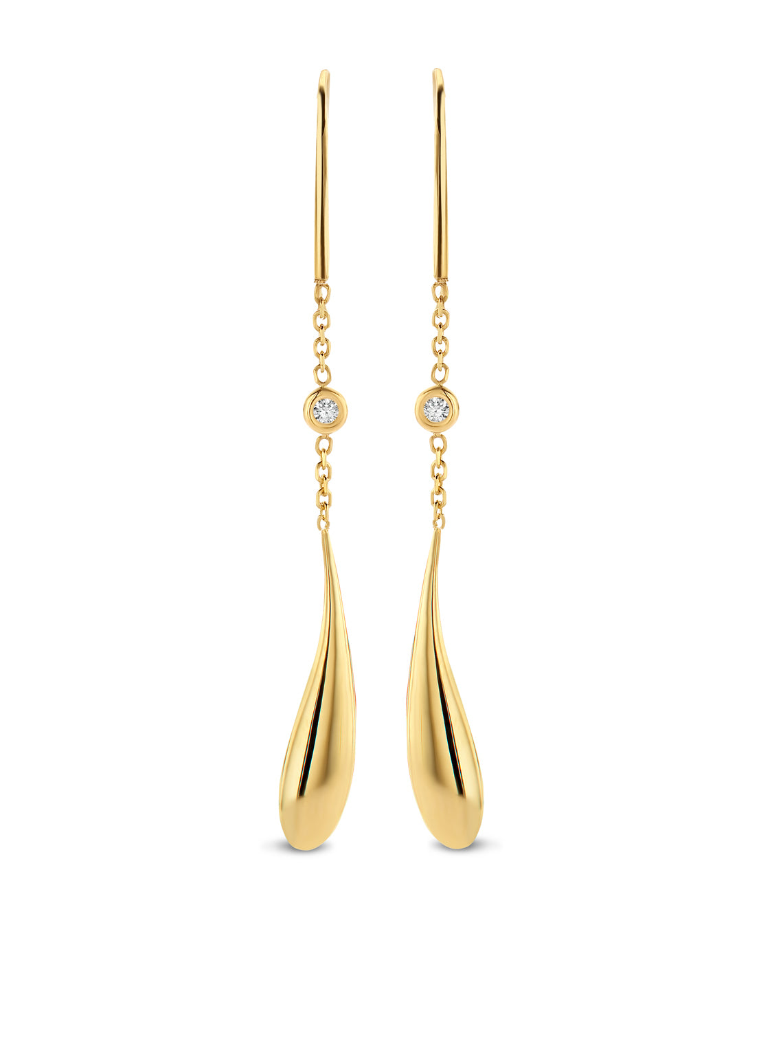 Geelgouden oorsieraden, 0.05 ct diamant, Marigold