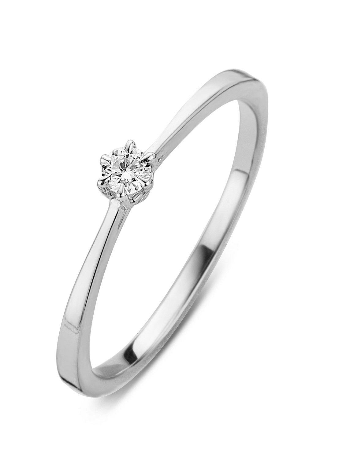 Witgouden ring, 0.10 ct diamant, Starlight