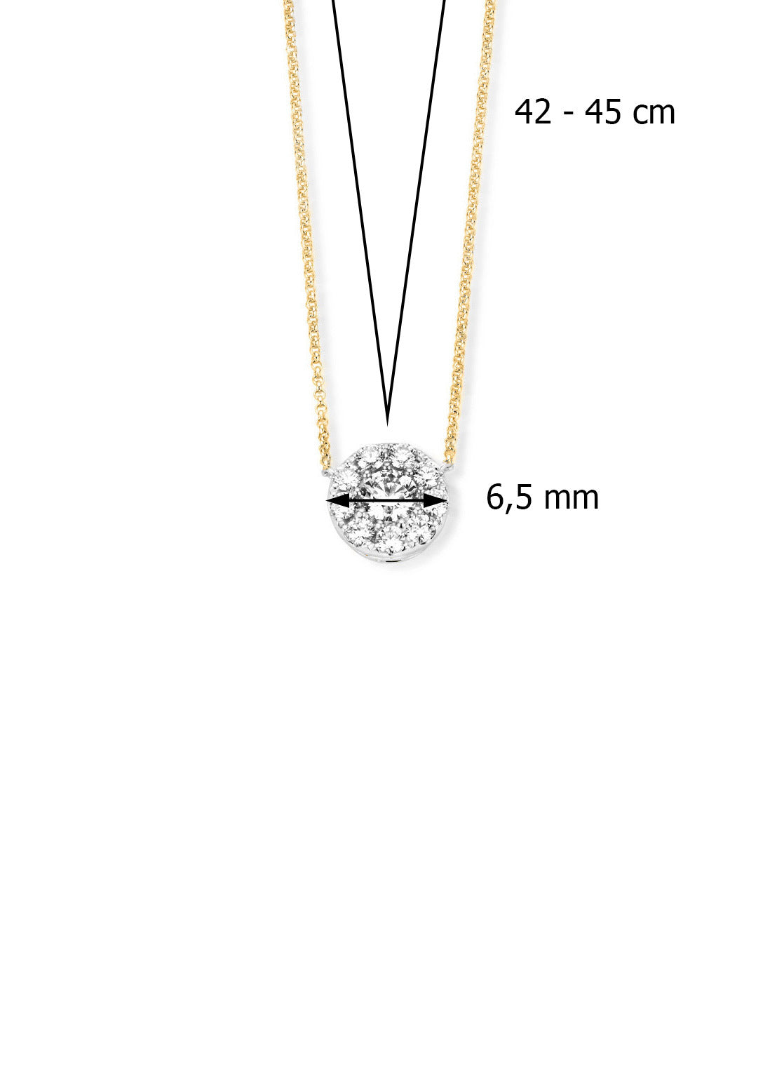 Gouden collier, 0.21 ct diamant, Hearts & Arrows