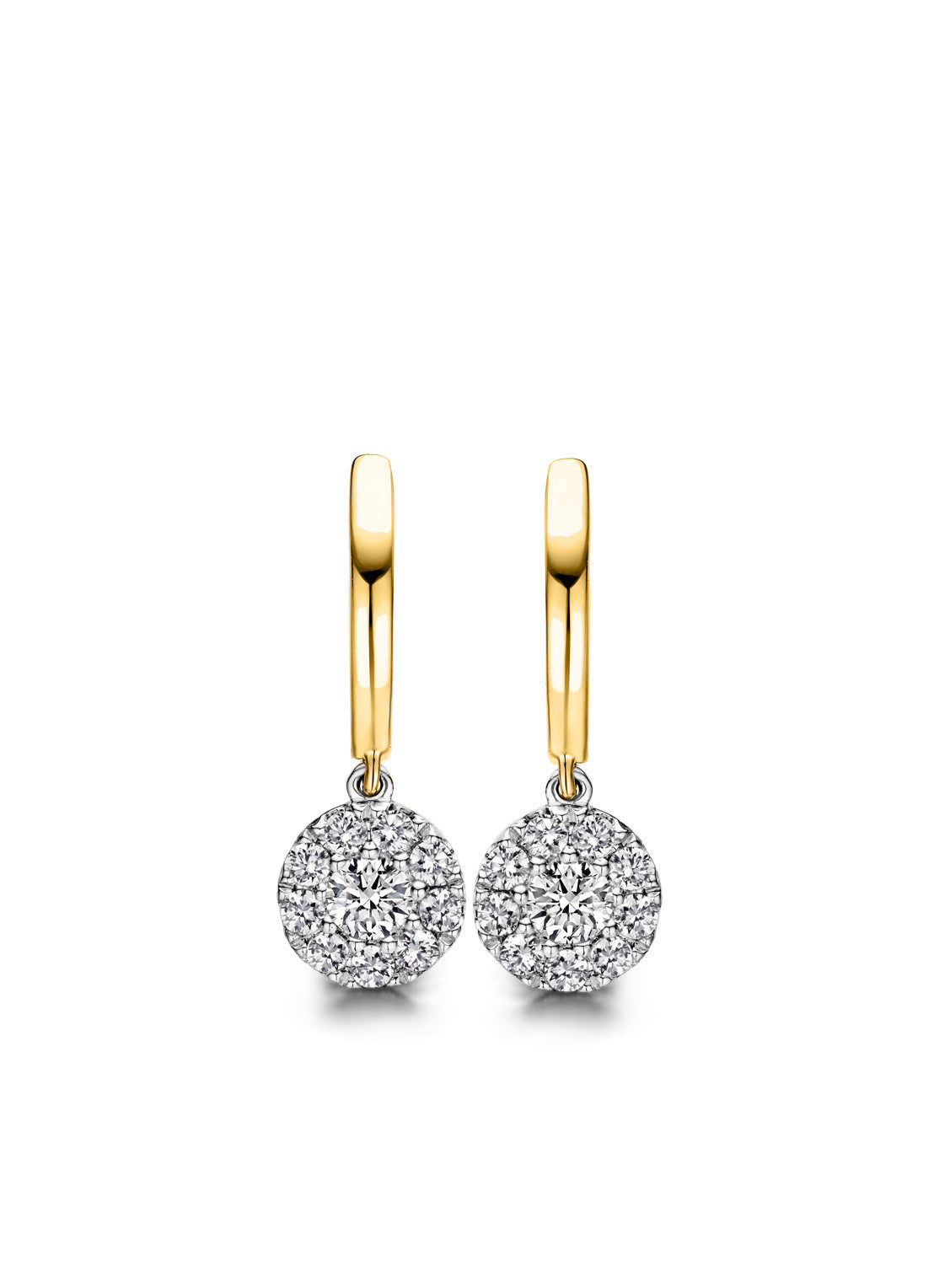 Gold ear jewelry, 0.41 CT Diamant, Hearts & Arrows