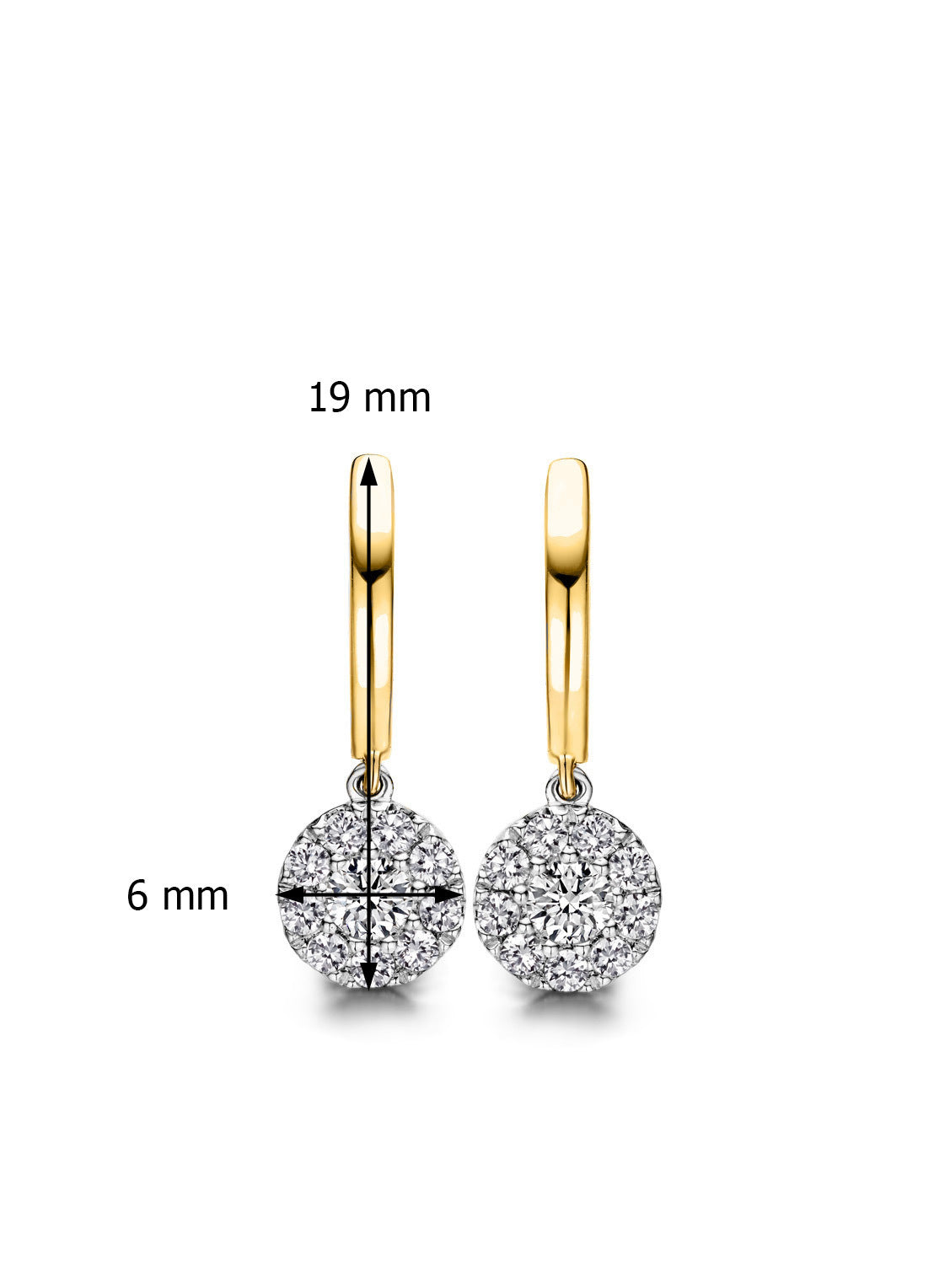 Gold ear jewelry, 0.41 CT Diamant, Hearts & Arrows