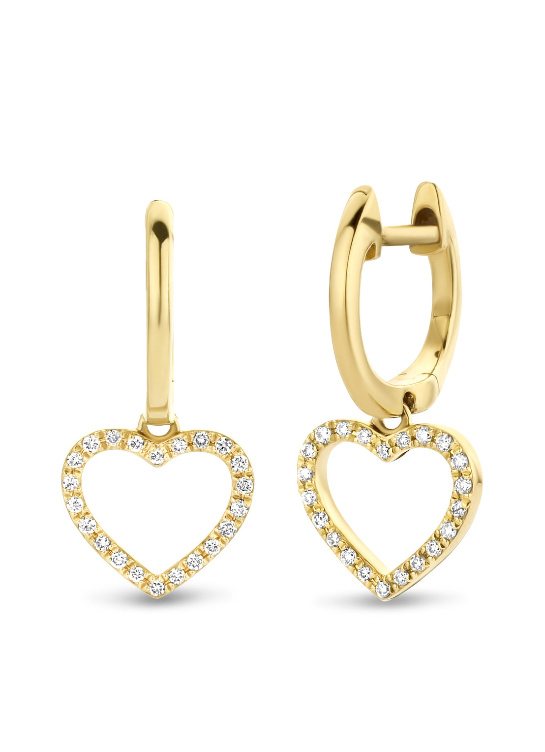 Yellow gold earrings, 0.13 ct diamond, Dreamer