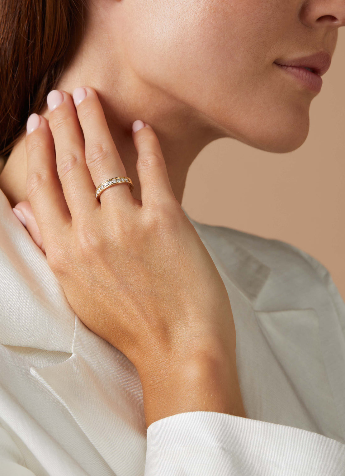 Yellow gold ring, 0.50 ct diamond, wedding