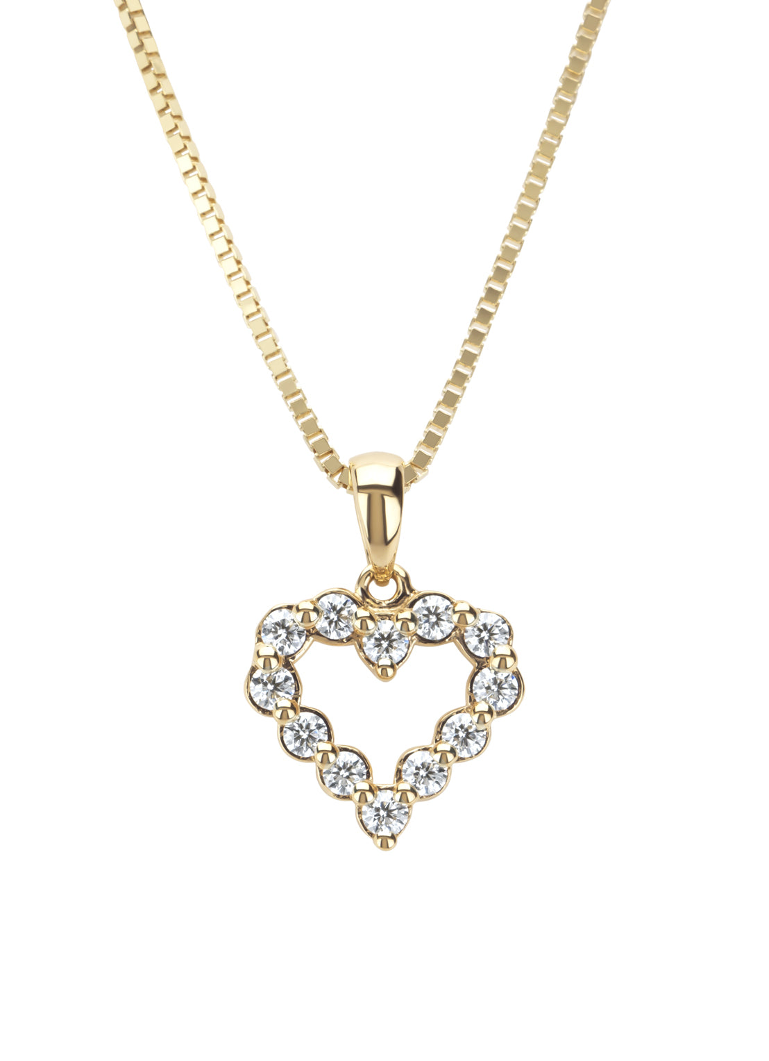 Yellow gold pendant, 0.25 ct diamond, Hearts & Arrows