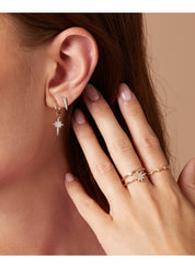 Gold ear jewelry, 0.14 CT Diamant, Cosmic