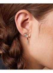 Gold ear jewelry, 0.10 ct diamond, Cosmic