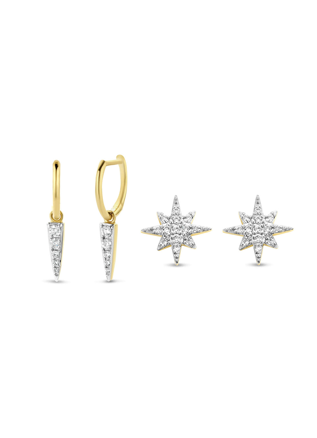Yellow gold earring Set, Cosmic