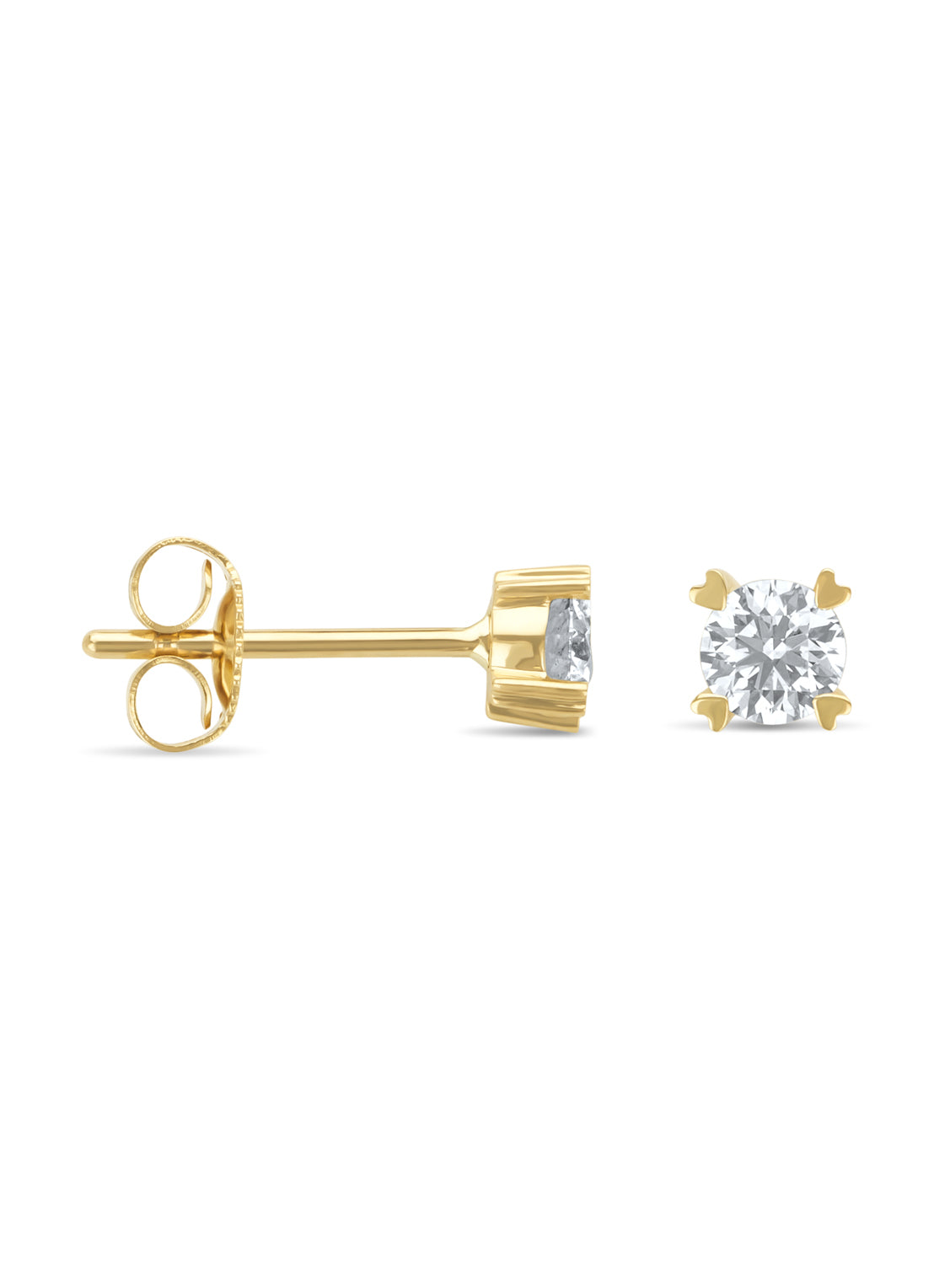 Yellow gold ear jewelry, 0.48 CT Diamond, Hearts & Arrows