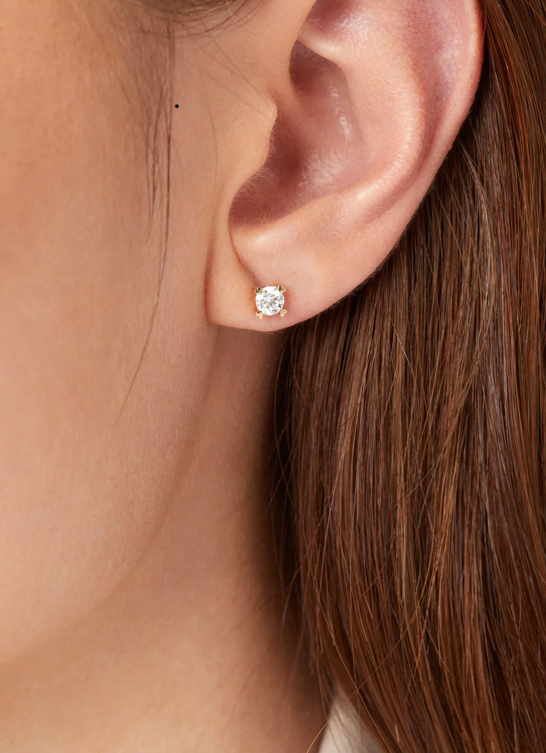 Yellow gold ear jewelry, 0.48 CT Diamond, Hearts & Arrows