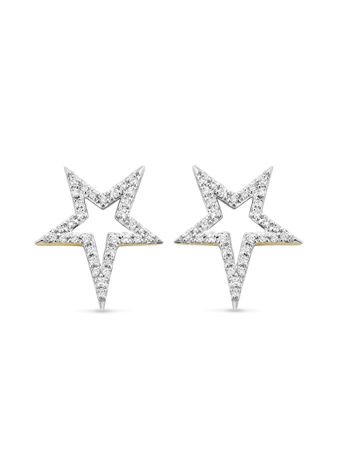 Yellow gold earrings, 0.16 ct diamond, Cosmic