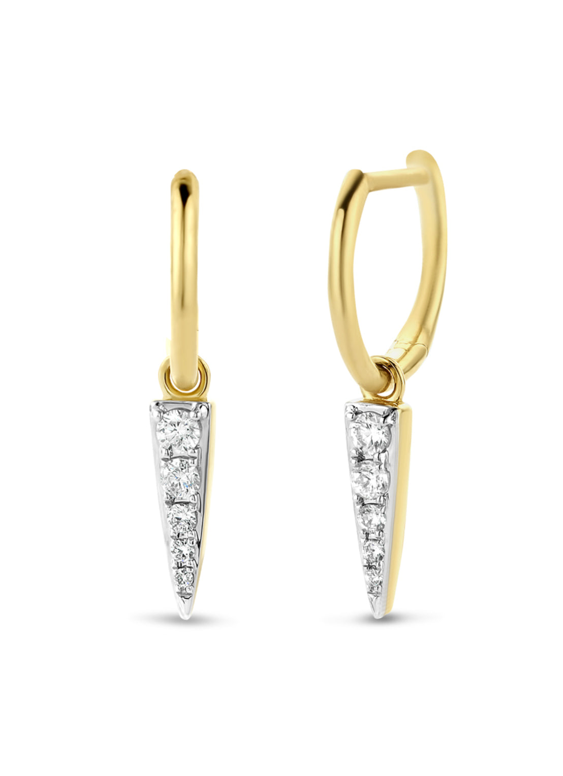 Yellow gold earrings, 0.16 ct diamond, Cosmic