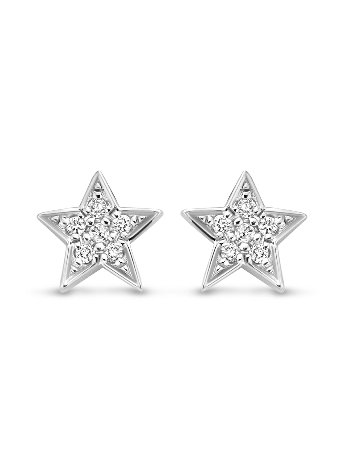 Witgouden oorsieraden, 0.03 ct diamant, Cosmic