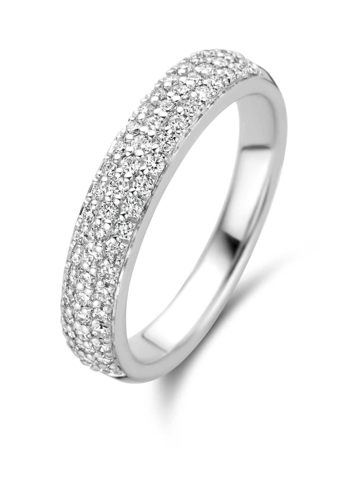 Witgouden ring, 0.45 ct diamant, Caviar