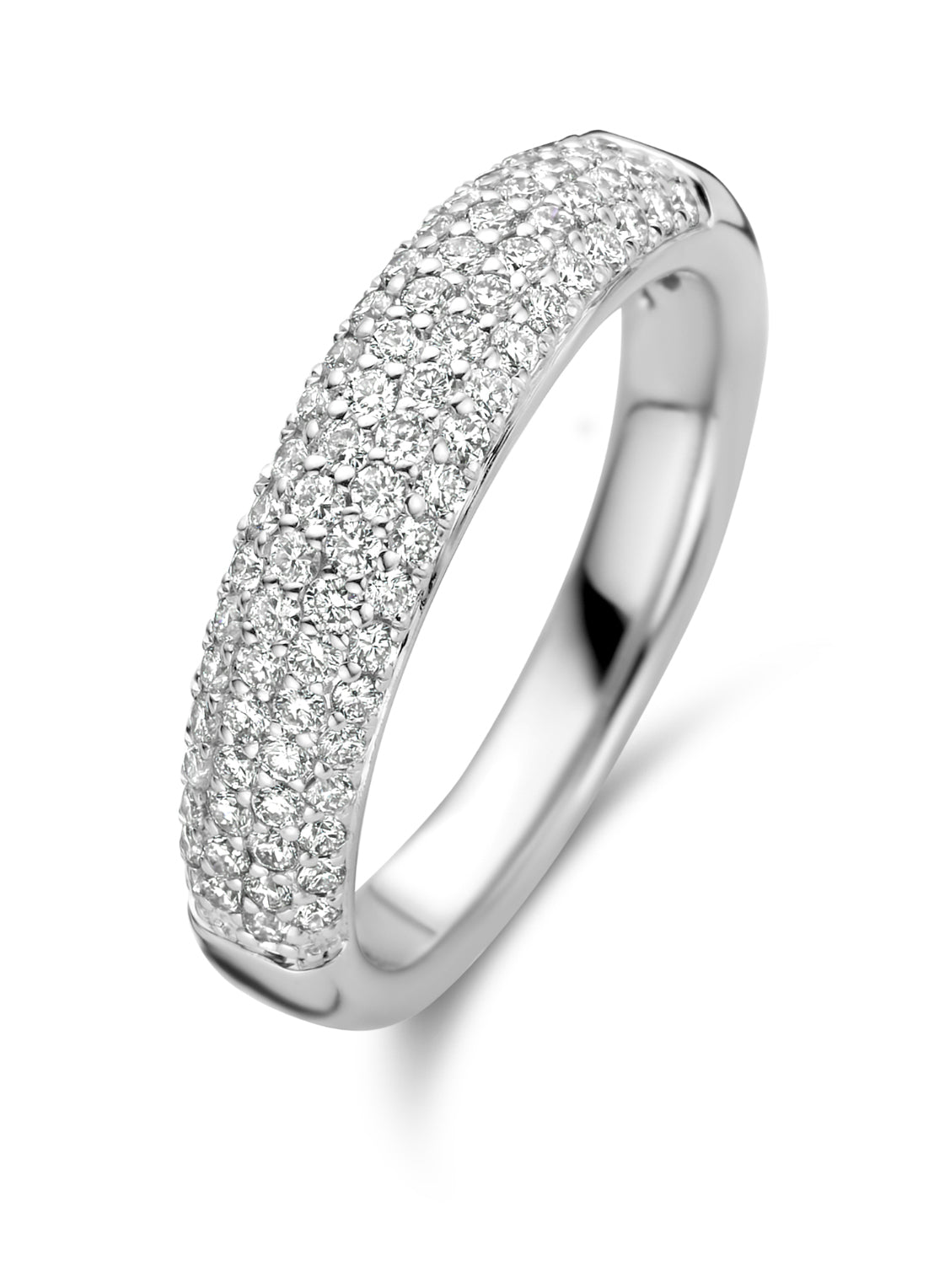 Witgouden ring, 0.59 ct diamant, Caviar