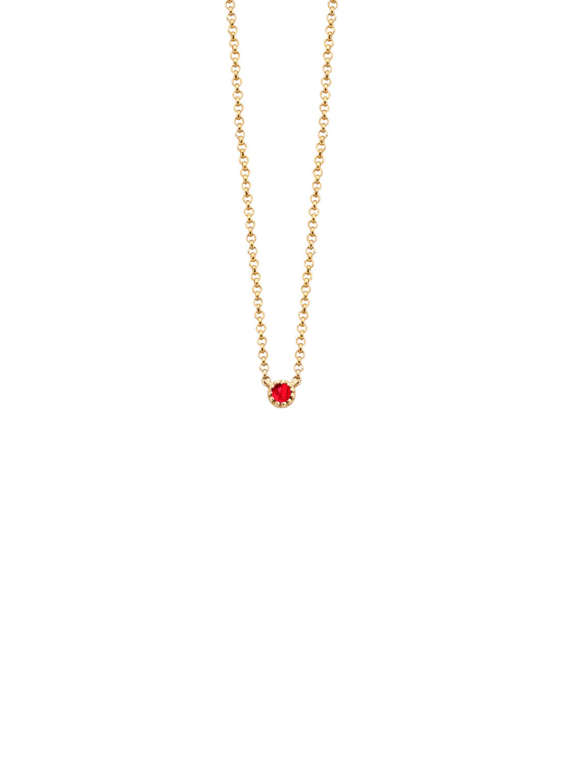 Geelgouden collier, 0.05 ct robijn, Joy