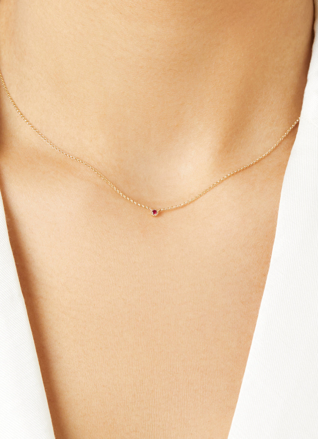 Yellow gold necklace, 0.05 ct Robijn, Joy
