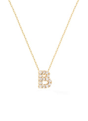 Geelgouden collier, 0.03 ct diamant, Alphabet