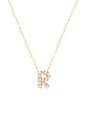 Yellow gold Collier R, 0.03 CT Diamant, Alphabet