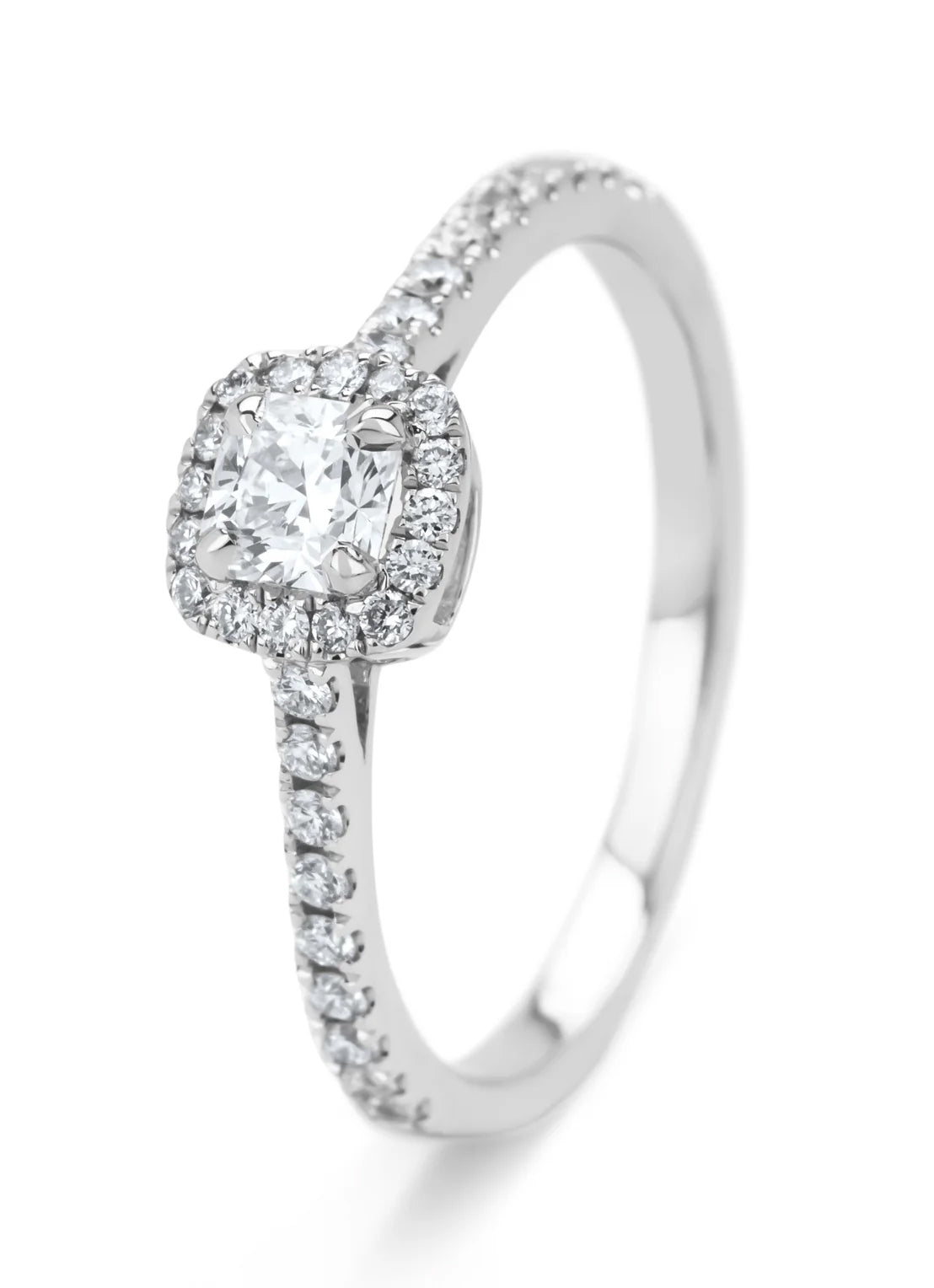 Witgouden ring, 0.55 ct diamant, Hearts & Arrows