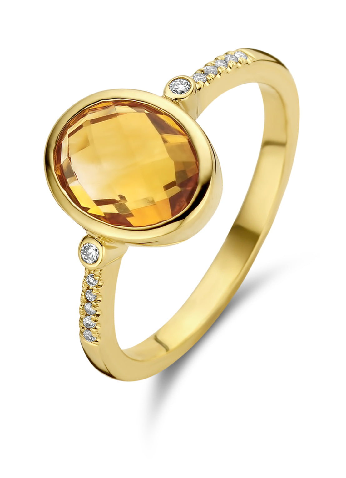 Yellow gold ring, 1.88 ct orange citrine, philosophy